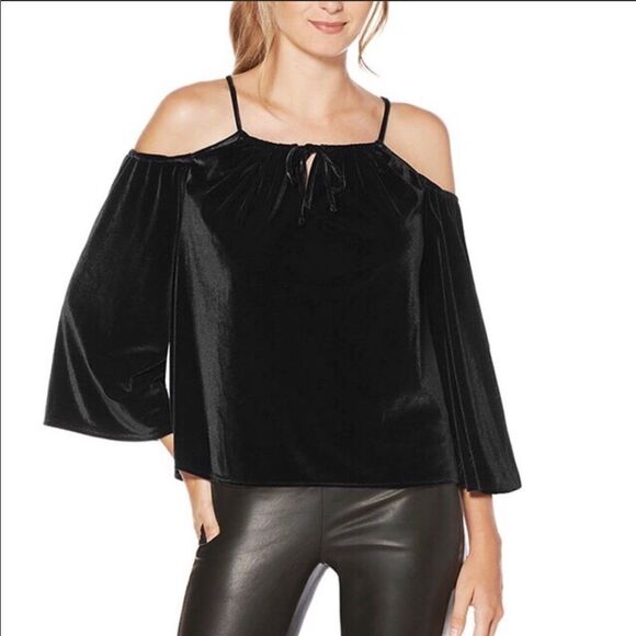LAUNDRY BY SHELLI SEGAL | Black Velvet Peasant Top - Picture 2 of 11